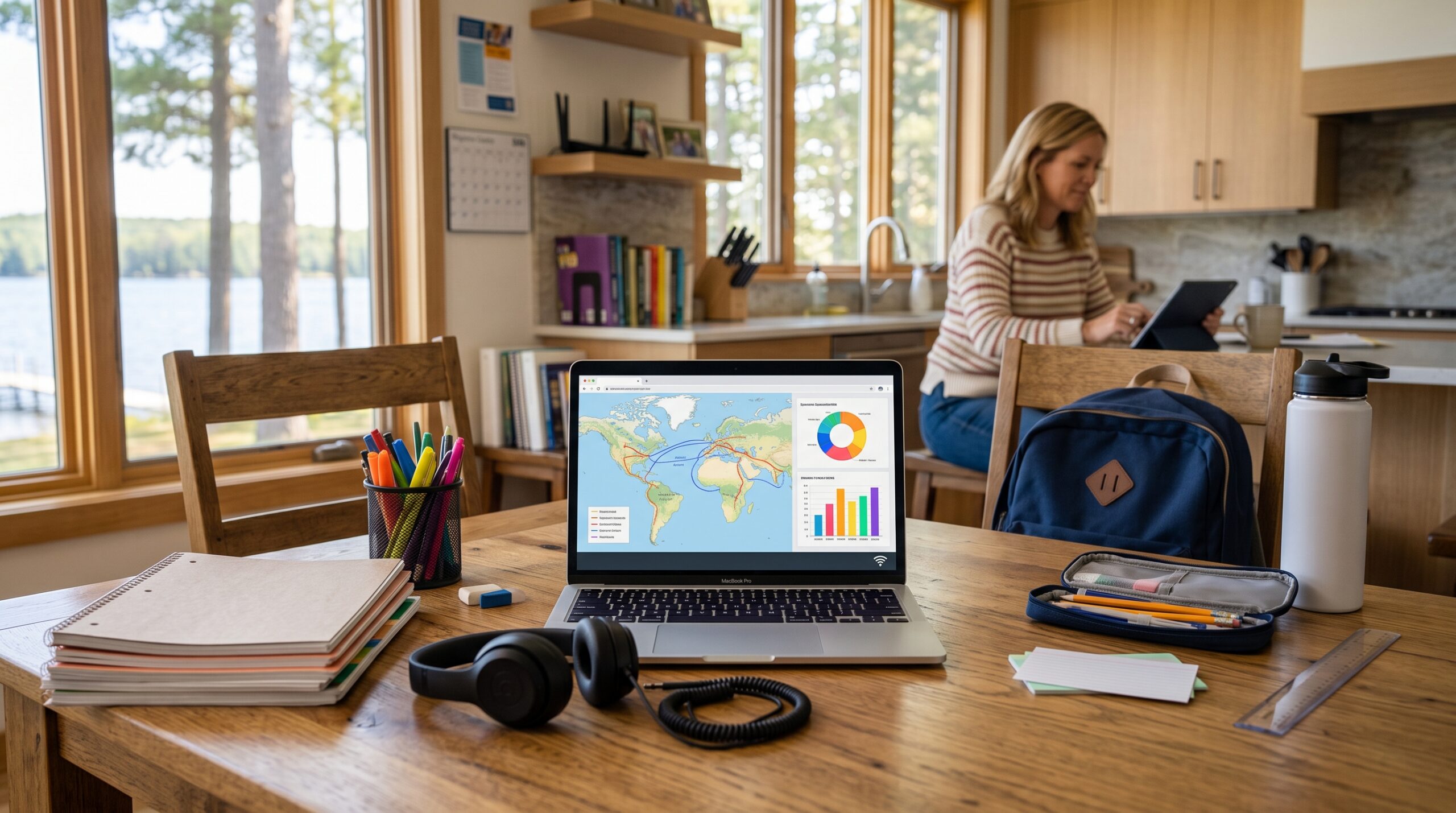 Student workspace with reliable internet connection