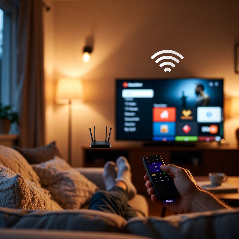 How to switch from cable to streaming — person using a Roku streaming device at home