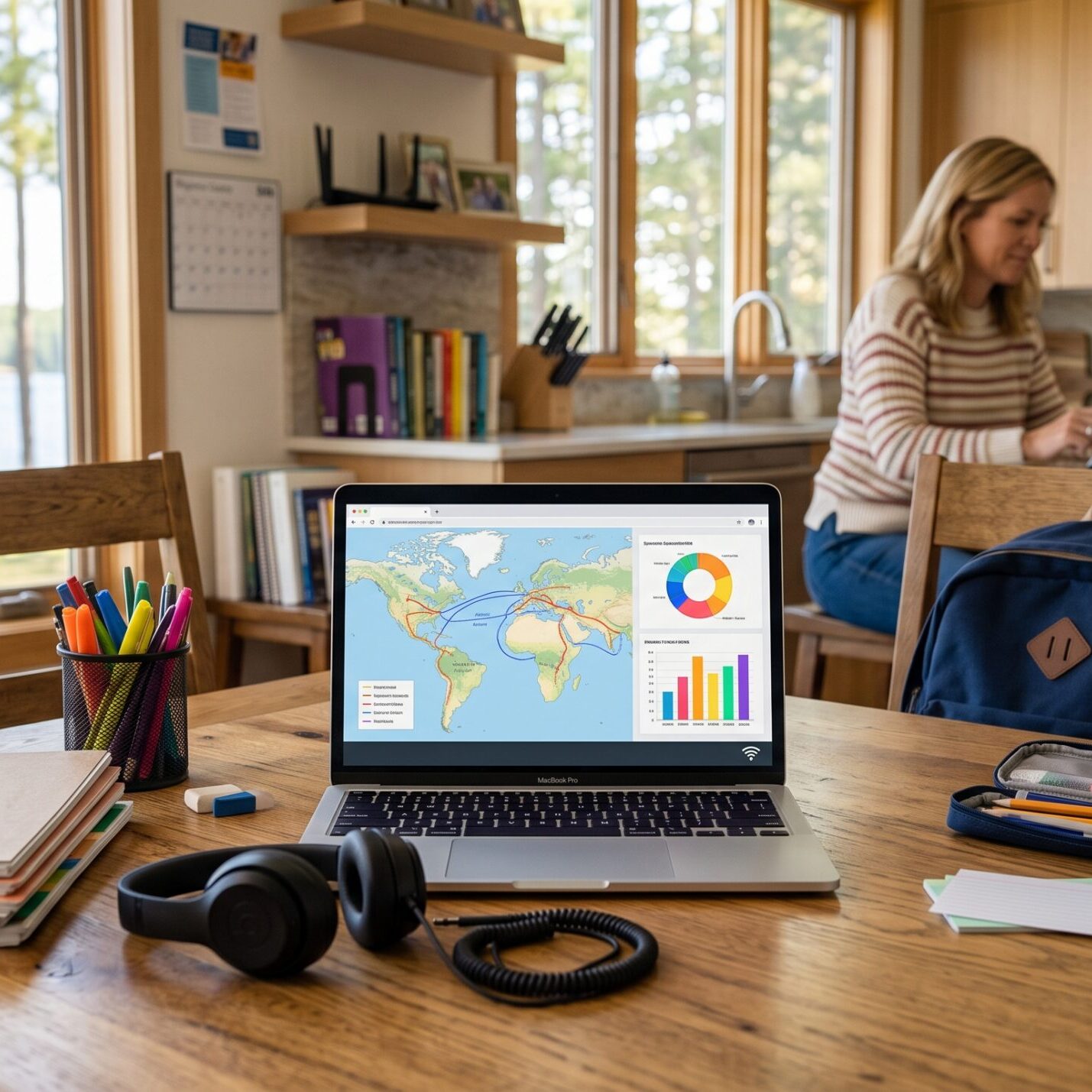 Student workspace with reliable internet connection